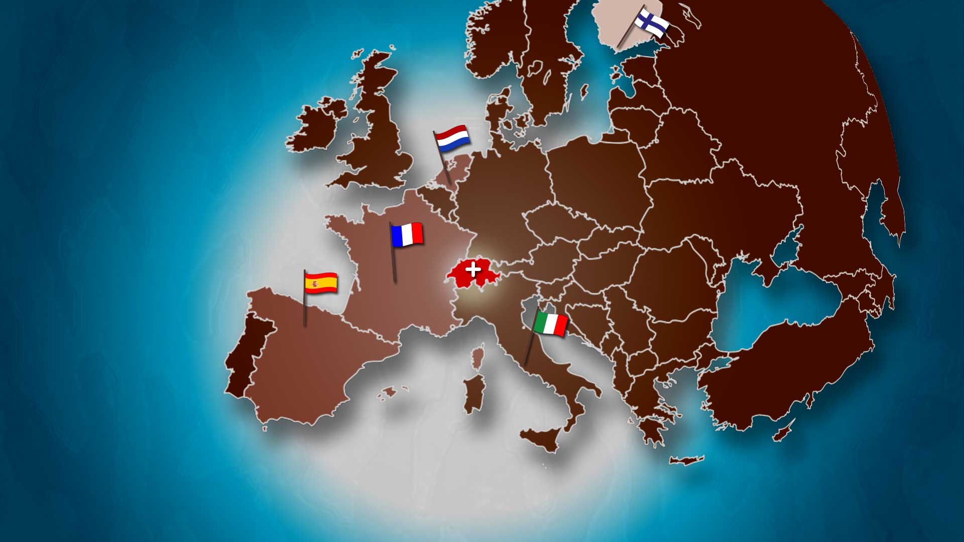 Switzerland on Europe map